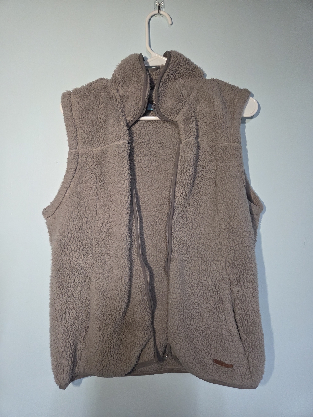 Free Country Taupe Sherpa Vest with Stand Collar